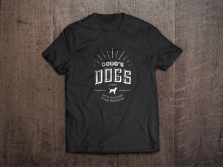 Image of Doug's Dogs brand on tee shirt
