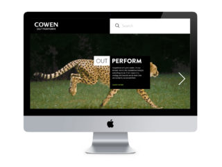 Rebranded Cowen homepage showing Outperform message