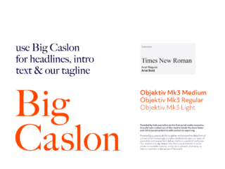 Type samples and styles for Storyful rebrand